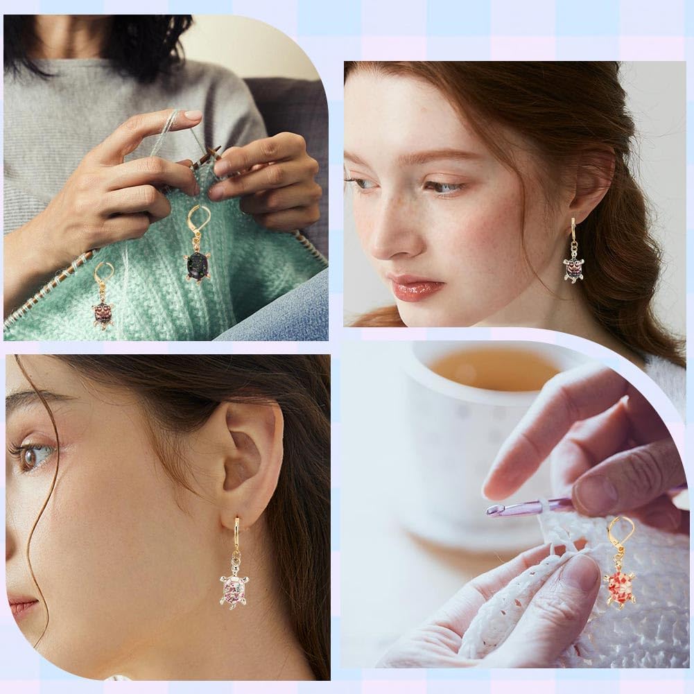 SUNNYCLUE 1 Box 20Pcs Stitch Marker Charms Locking Stitch Marker Metal Clip on Removable Lobster Clasps Leverback Stitch Markers for Knitting Weaving Sewing Needleworks Women DIY Crafts Gift Supplies