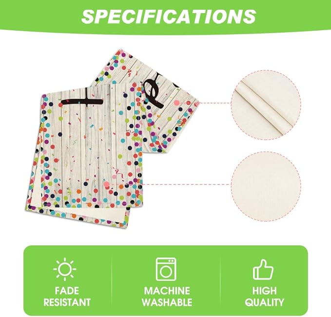 Artoid Mode Polka Dot Wood Happy Birthday Table Runner, Seasonal Kitchen Dining Table Decoration for Home Party Decor 13x72 Inch
