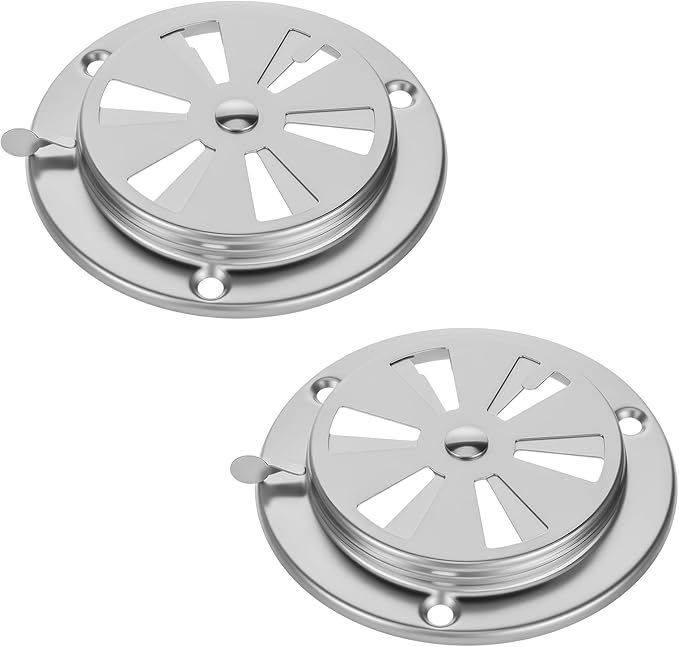 2 PCS BBQ Grill Smoker Air Vent Set, Adjustable Stainless Steel Grill Vent Damper for Controlling Airflow, BBQ Smoker Grilling Exhaust Smokers Replacement Parts for Grills, Stove and Smokers (95mm)