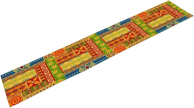 African Totems Table Runner, African American Kwanzaa Black History Month Juneteenth Table Runner for Home Kitchen Dining Holiday Party 13x60in