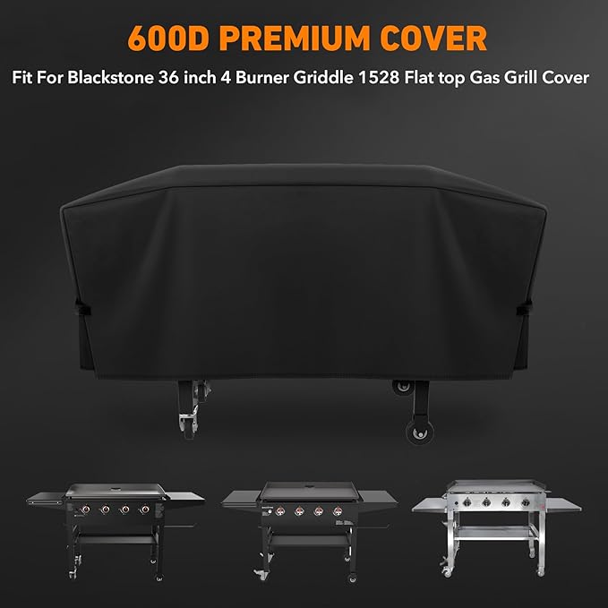 ZBXFCSH Outdoor Grill Griddle Cover fits for 1528 Blackstone 36 inch 4 Burner Griddle, Heavy Duty Flat Top Griddle Station Cover with Waterproof Sealed Seams, Durable FadeStop Material