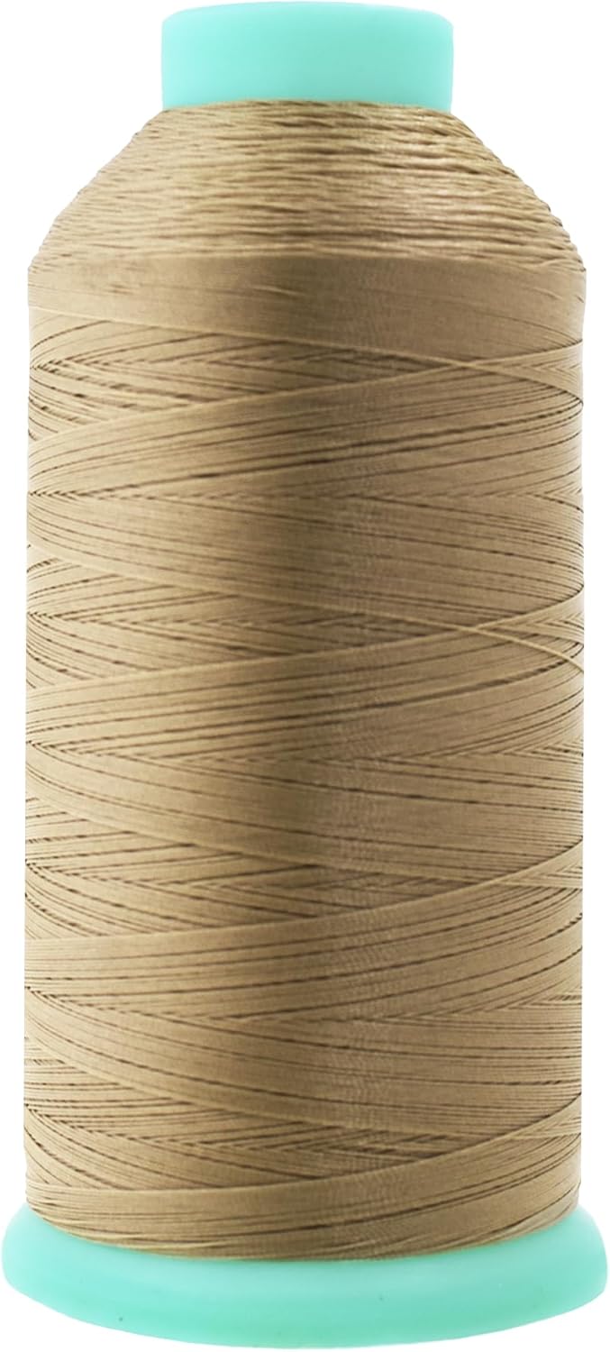Mandala Crafts Bonded Nylon Thread Khaki Heavy Duty Sewing Threads - 2843 YDs Size 46 210D T45 Tex 45 Thread for Leather Jeans Weaving Outdoor Marine Upholstery Threads