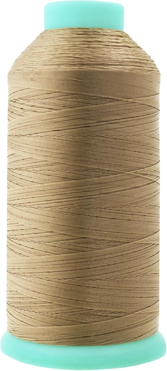 Mandala Crafts Bonded Nylon Thread Khaki Heavy Duty Sewing Threads - 2843 YDs Size 46 210D T45 Tex 45 Thread for Leather Jeans Weaving Outdoor Marine Upholstery Threads