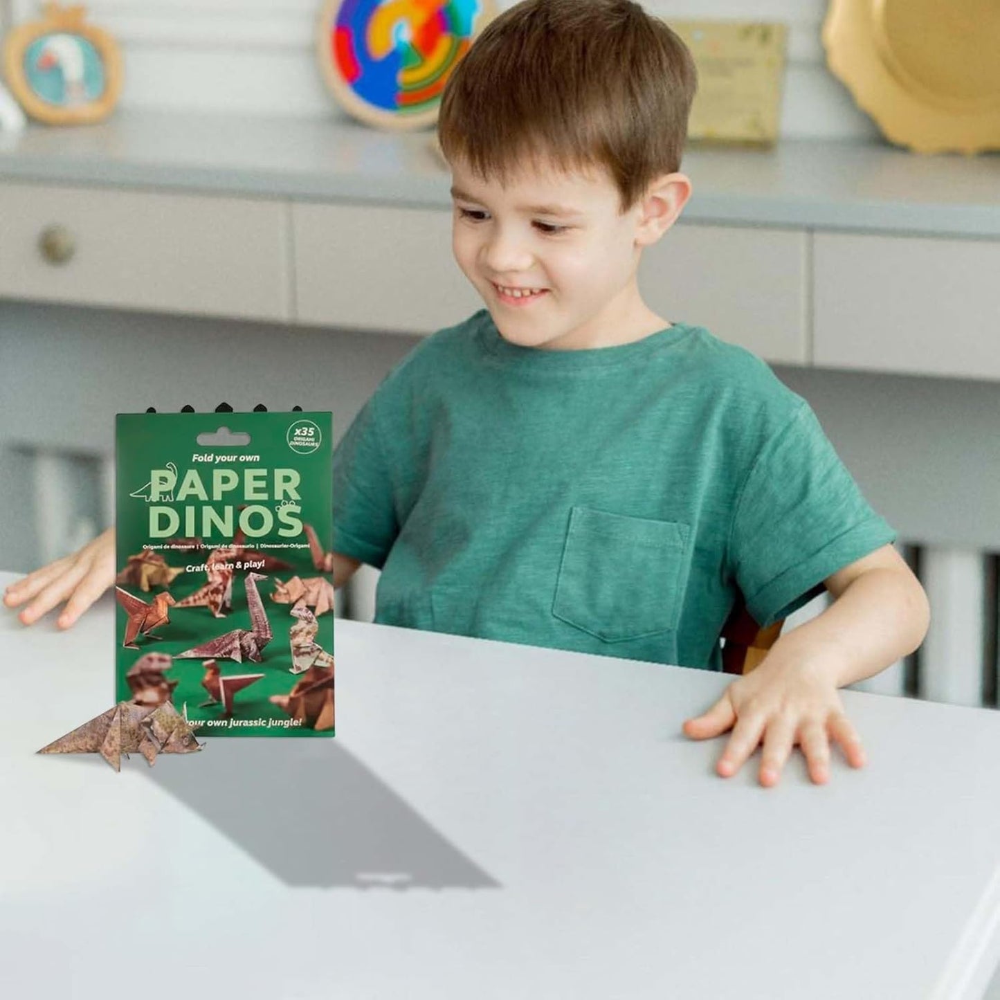 DIY Paper Cats Kit, Cute Kitten Origami Papercraft Kit, 50 Sheets DIY Origami Paper to Fold Cute Cat / Dog / Dinosaur Figures for Teens & Adults, Desk Decoration & Gift for Cat Lovers