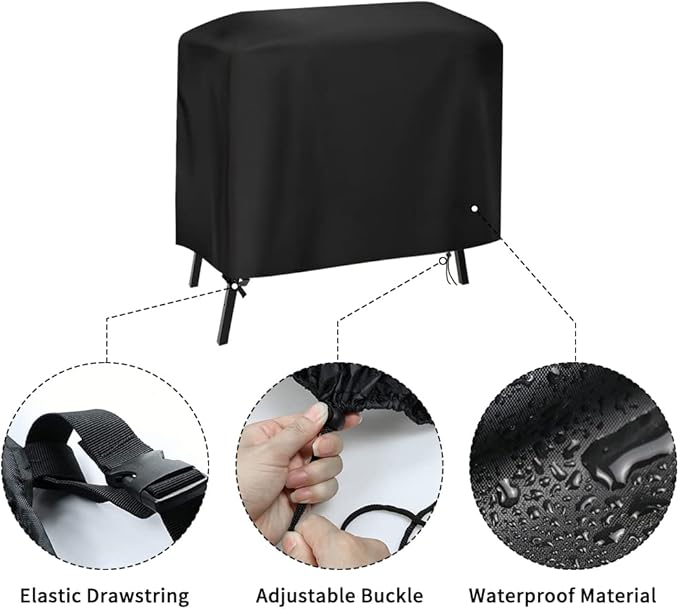 Griddle Cover for Yukon Glory Portable Grill Table, Outdoor 22 inch 17 inch Griddle Table Cover Waterproof Grill Stand Cover BBQ Grilling Cover Black - 34" L×24" W×32" H
