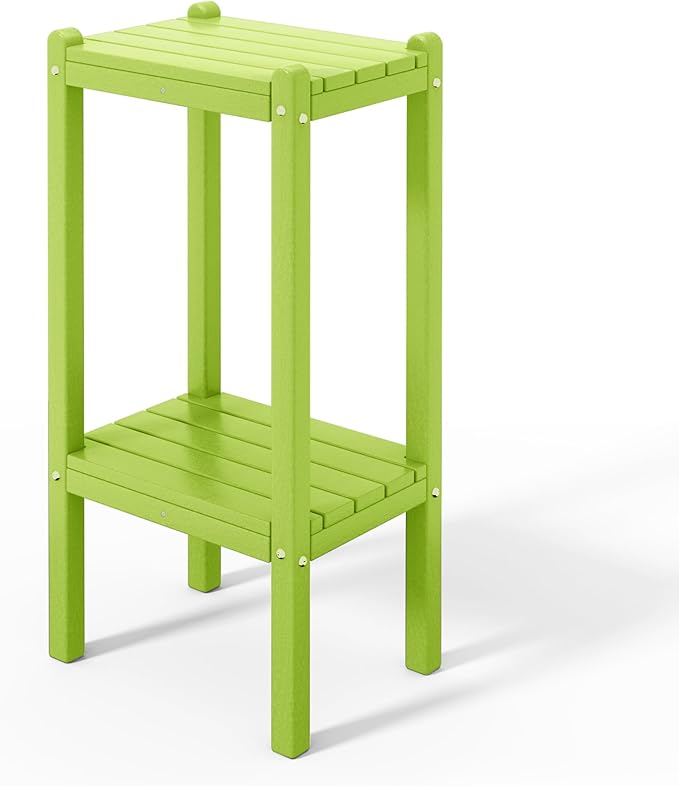 Costaelm Outdoor Side Table, 2-Tier Small Patio Coffee Tables for Outside, Outdoor End Tables for Patio, Adirondack Side Table for Outside, Outside Table for Pool, Porch, Garden, Lime