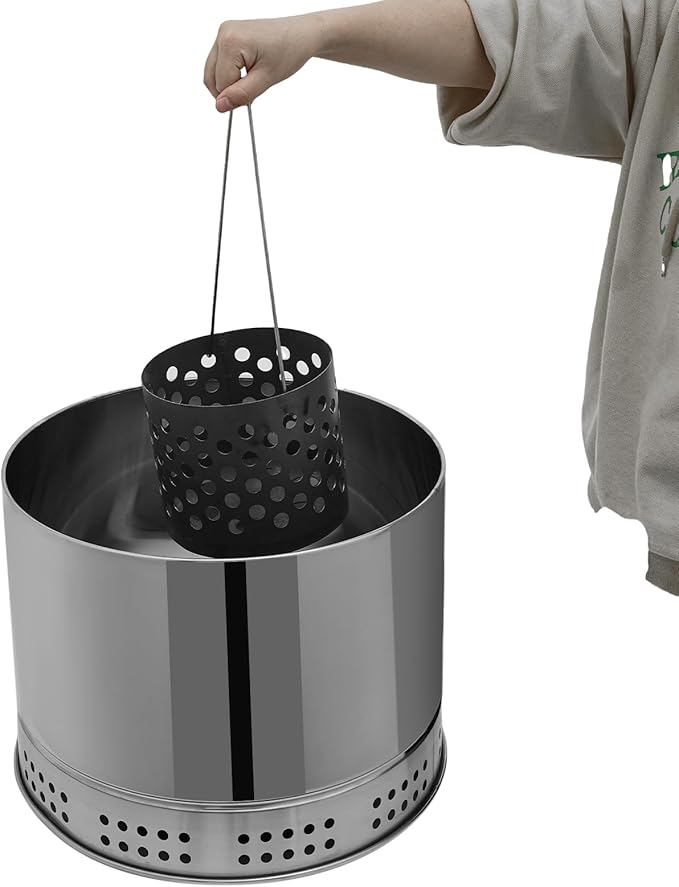 Large Portable Charcoal Grill Stainless Steel Multi-functional Charcoal Grill Barrel 360°Outdoor Barbecue Grill with 50 Skewers & 3 S Hooks for Camping, Picnic, Backyard