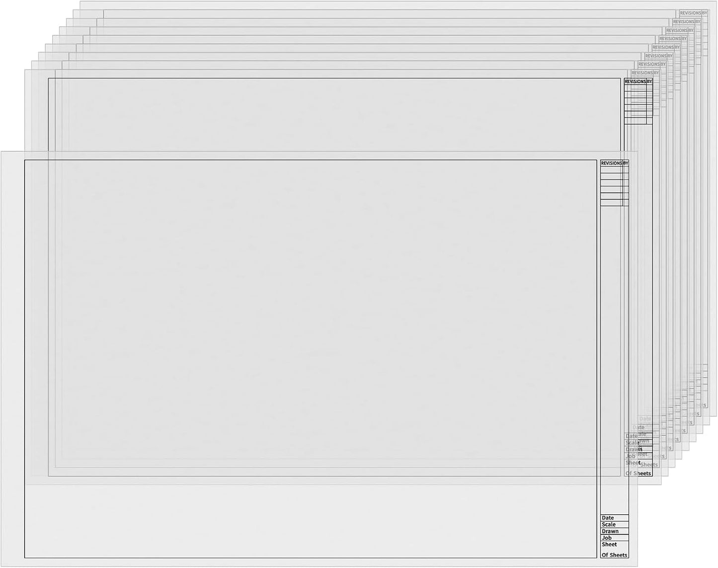 Gilprop 10 Sheets Architectural Vellum Paper 18" x 24" Drafting Vellum Tracing Sheets White Translucent Drafting Paper Rag with Border and Title Block for Drawing Sketching Architecture Building