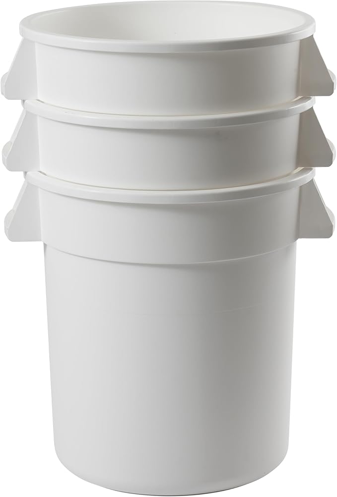 Winco Heavy-Duty Round Waste Container/Trash Can, 10 Gallon, White
