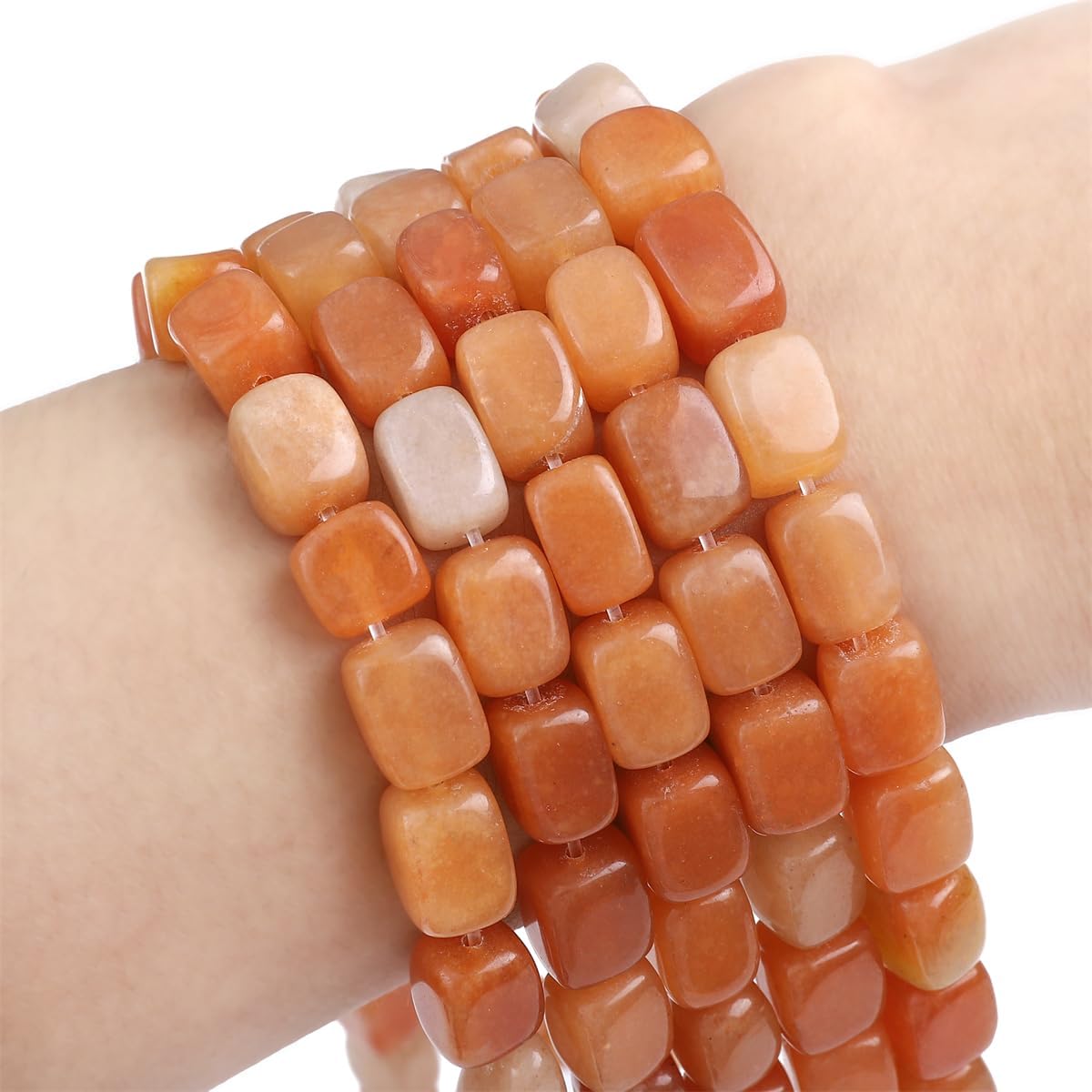 Natural Red Aventurine Cuboid Stone Loose Semi Gemstone Beads for Jewelry Making 8mmx12mm 38cm/Strand