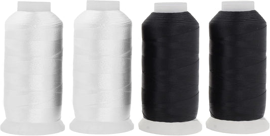 Mandala Crafts Heavy Duty Thread - 6000 Yds Tex 70 Polyester - Black and White