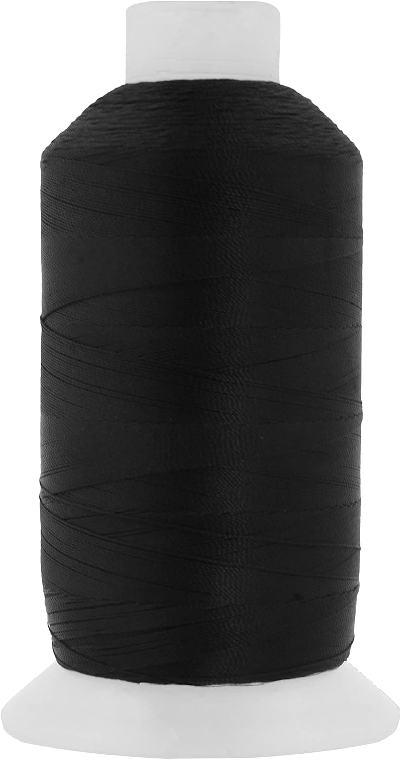 Mandala Crafts Black Heavy Duty Thread - 1500 Yds Tex 90 for Sewing, Drapery, Jeans, Leather, Hair, Bonded Polyester Outdoor Marine Upholstery