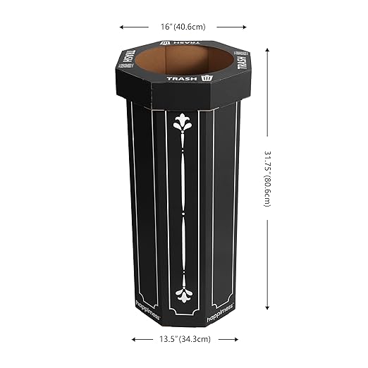 Eyely MPH1301A-SET2 Sal 25-Gallon Disposable Corrugated Cardboard Event Trash Can and Recycling Bin for BBQs, Beach, Parties & Events & Outdoor Activities, Bridal Black (Set of 2)