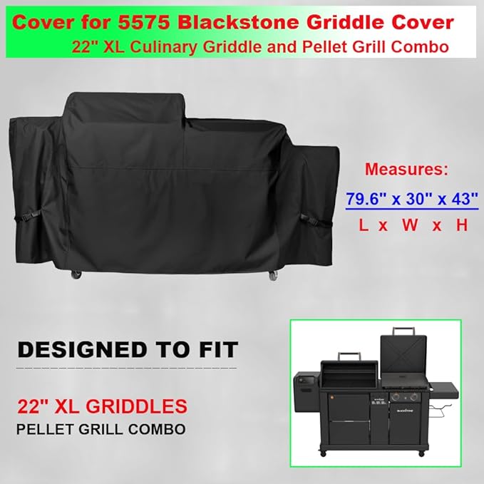 Grill Cover for Blackstone 22" XL 2022 Griddle and Pellet Grill Combo, 600D Heavy Duty Waterproof 5575 Griddle Cover for Black Stone Culinary Griddle Grill Combo Black