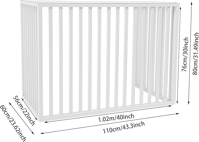 White Air Conditioner Fence with Top Cover, 4 Panels 43.3 "L x 23.6 "W x 31.5 "H Privacy Fence Panels for Outside, Freestanding Metal Trash Can Hider Outdoor, No-Dig Air Conditioner Sun Blocker Kit