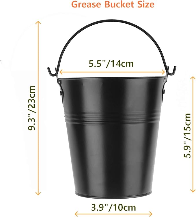 Drip Grease Bucket and 12-Pack Liners for Traeger 20/22/34 Series, Pit Boss etc Pellet Grill Smoker (Black 12)