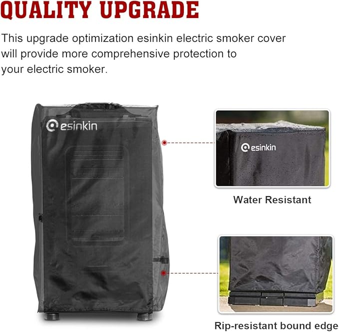 Esinkin 30-Inch Electric Smoker Cover for Masterbuilt Electric Smoker, Dust UV Durable Waterproof and Conveninet, Black