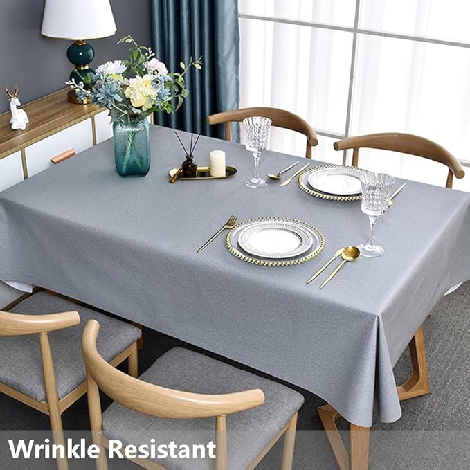 TruDelve Plastic Table Cloth for Rectangle Tables Grey Vinyl Tablecloth Waterproof Wipeable Oilcloth Tablecloths for Parties Dining Table Cover (54'' x 108'', Pure Gray)