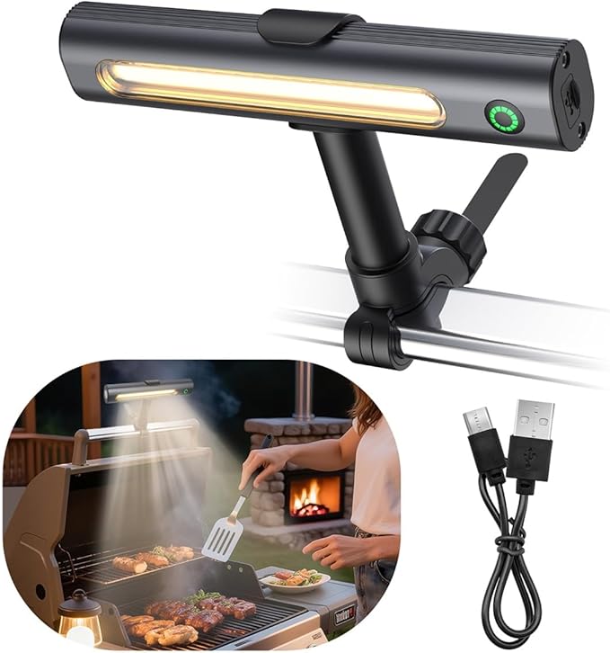Rechargeable 360° BBQ Grill Light for Outdoor Grilling with Magnetic, IPX5 Waterproof, 2-Level Brightness, USB-C Charging, Portable Grill Accessories, Grilling Gift for Men, Dad, Grill Lights