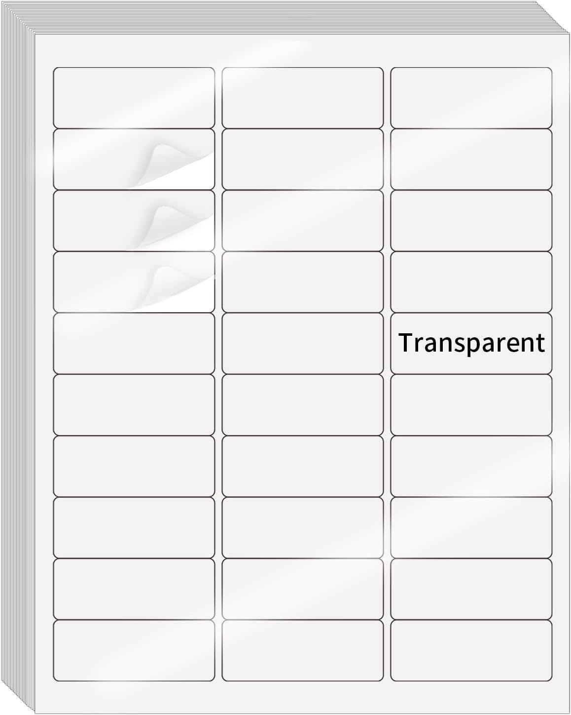 STARLIBOO Transparent Stickers Labels - 1" x 2-5/8" Address Labels Mailing Stickers for Laser/Inkjet Printer 8.5"×11"- 20 Sheet