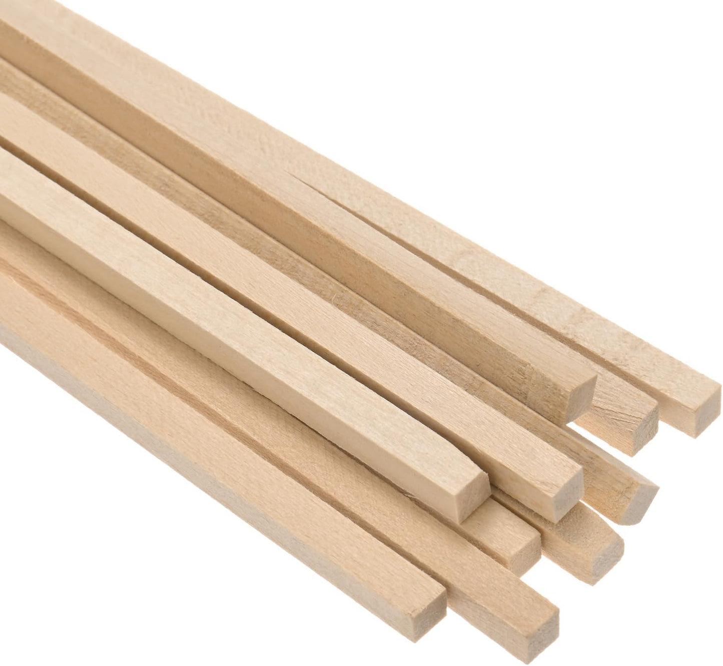 10-Pack Wood Square Dowel Rods, 15/64 x 12 Inch Unfinished Wooden Square Dowel Rod, Hardwood Square Dowel Sticks for Crafts/DIY Projects/Models Making [Wood Color]