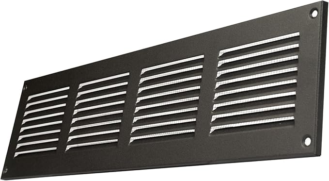 Repa Market Air Vent Cover 16x4 Inch (Outer Dimensions) Anthracite Galvanized Steel Louvered Grill Cover with Mesh Screen/Wall or Ceiling Vent/HVAC Register for Indoor and Outdoor Ventilation