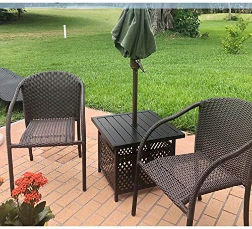 PHI VILLA Outdoor Patio Umbrella Side Table Base Stand with 1.57" Umbrella Hole for Garden,Pool Deck - Black