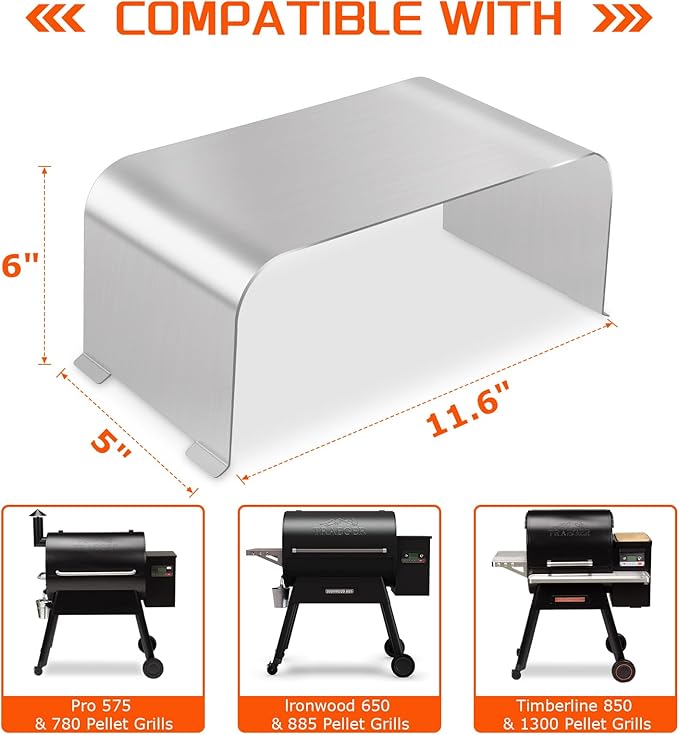 Stainless Steel Grill Heat Baffle Diffuser Replacement for Traeger Ironwood 650/885 Pro 575/780 D2 Timberline 850/1300 Series Pellet Grill Accessories,Modified Flame Tamer for Traeger Parts KIT0450