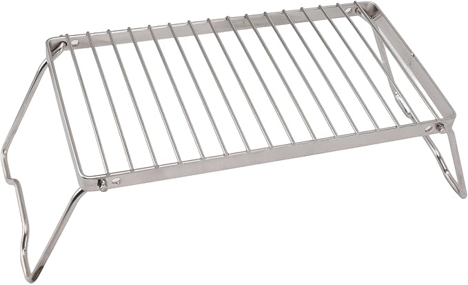 Folding Camping Grate, Stainless Steel Adjustable Height Campfire Grill, Thicker Cooking Racks with Draining Function, Portable Backpacking Grill for Outdoor Camping Picnic BBQ