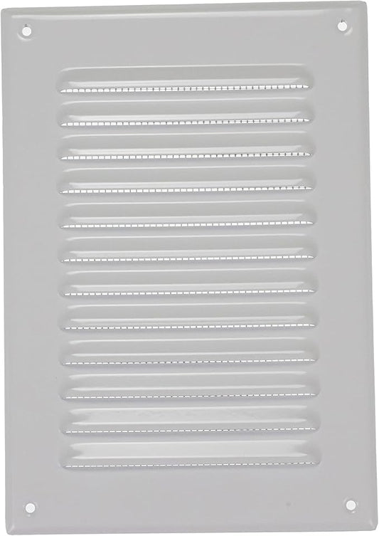 Square Ventilation Grille / 5" x 7" Inch Inside Measurement/White Metal Air Vent Louver - Inside/Outside use / 6.5" x 9.5" Inch Outer Measurement