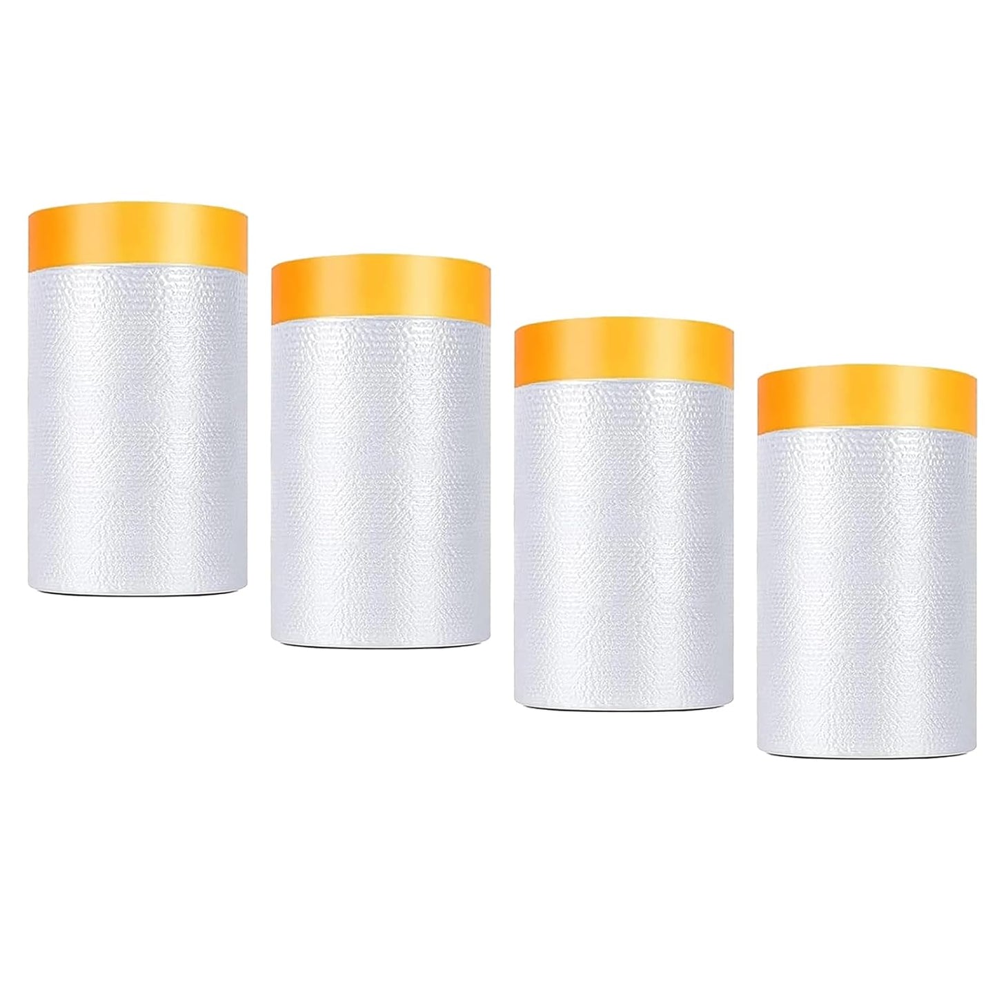 Pre-Taped Masking Film 22" x 66' for Painting,Plastic Automotive Tape and Drape,Paint Protection Film with Built-in Tape, Drip-Free Painting for Cars,Walls, Floors, Furniture（4 Rolls）