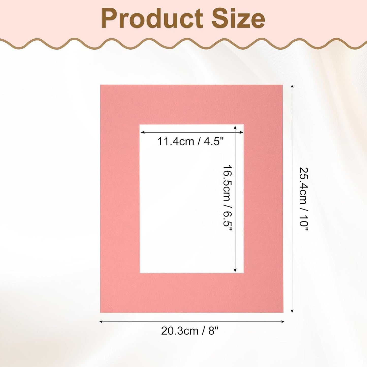 Picture Mats, 8 x 10 for 5 x 7 Pictures Acid Free White Core Bevel Cut Frame Mattes for Display Art Measuring, Pink