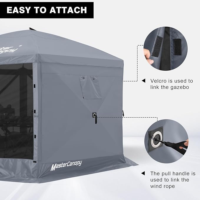 MASTERCANOPY Wind Screen Side Panel with Window for 12x12 Escape Screen Shelter Canopy Tent - Weatherproof, UV Resistant Sun Shade Attachment Accessory (Beige, 1 Pack)