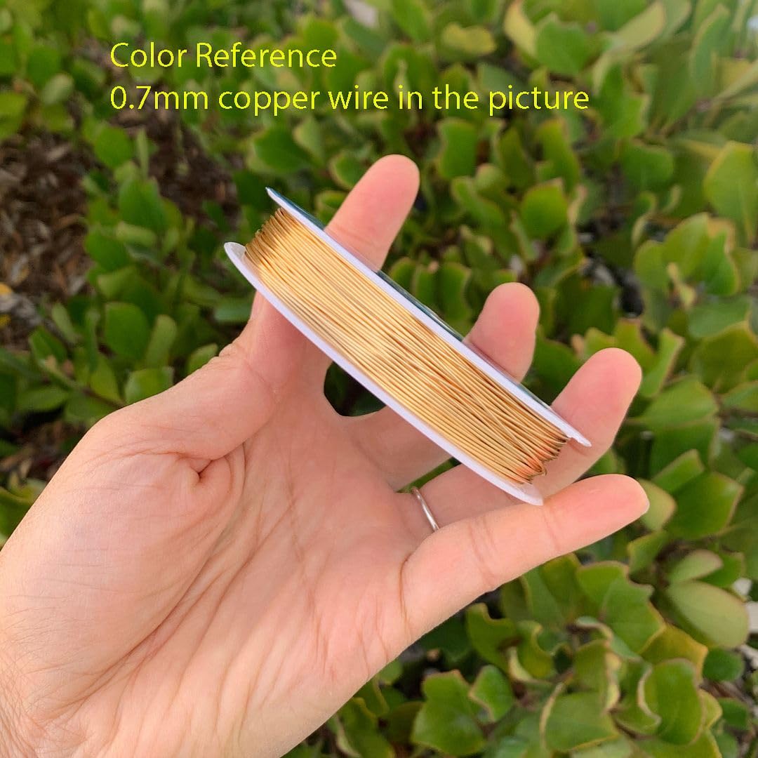 Adabele 124 Feet Premium Tarnish Resistant Round Jewelry Wire Copper Beading Wire Spool Bulk (0.6mm/22 Gauge) 18K Gold Plated for DIY Craft Jewelry Making BF286-6