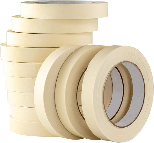 3/4 in Pro-Grade Masking Tape. 60 Yard 12 Pack = 720 Yards of Multi-Use, Easy Tear Tape. Great for Labeling, Painting, Packing and More. Adhesive Leaves No Residue.