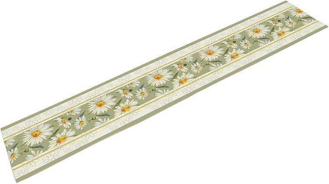 Daisy Flower Table Runner, Summer Watercolor Plants Floral Spring Garden Table Cover for Farmhouse Kitchen Dining Room Party Picnic Table Decor, 13x36inch