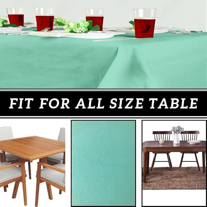 PARTY BARGAINS 54" X 108" Paper & Plastic Table Covers, Mint Green, 5 Pack