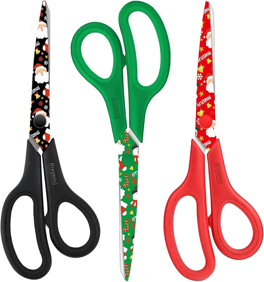 All Purpose Scissors for Construction Scrapbook Kraft Craft Paper, Gifts Wrapping Packing Paper Cutter Tool, 3 Pack Ultra Sharp 8" Thick Blade Comfort-Grip Scissors for Moving Package Supplies