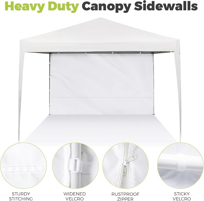 Instant Canopy Sidewalls for 10x10 Pop Up Canopy Tent, 300D Waterproof Material for Outdoor Events, Vendor Booths, and Privacy (Sidewalls Only, Canopy Not Included) (White, 10x10ft-4pcs)