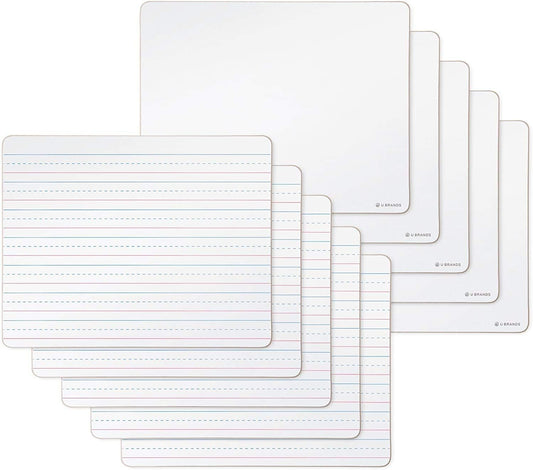 U Brands Dry Erase Lap Boards, Double Sided, Small White Board, 9" x 12" Inches, 10 Count