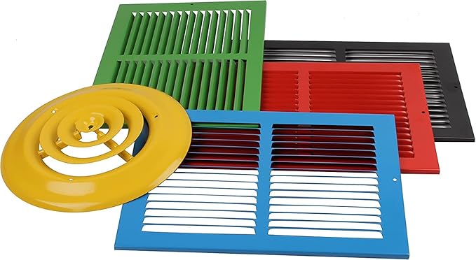 HVAC Premium 10"w X 8"h Adjustable AIR Supply Diffuser - HVAC Vent Cover Sidewall or Ceiling - Grille Register - High Airflow - Black [Outer Dimensions: 11.875"w X 10"h]