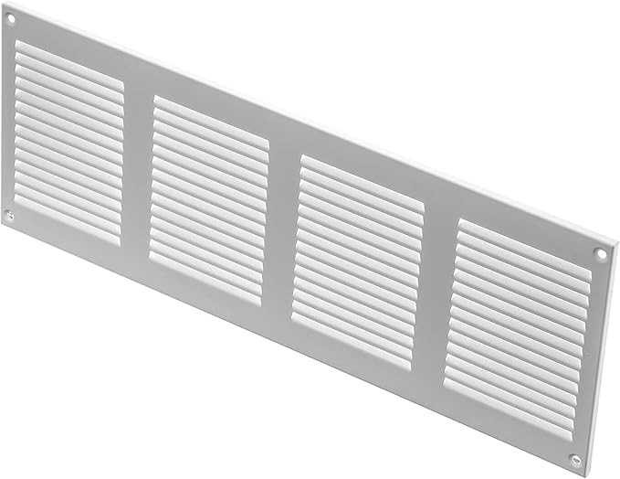 Repa Market Air Vent Cover 16x6 Inch (Outer Dimensions) White Galvanized Steel Louvered Grill Cover with Mesh Screen/Wall or Ceiling Vent/HVAC Register for Indoor and Outdoor Ventilation