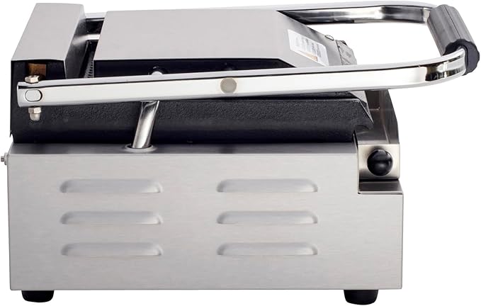 Kratos Commercial Electric Panini Sandwich Grill with Grooved Plates, 9" x 9" Cooking Surface, Commercial Countertop Panini Press, 120V, 1750W (29Y-017)