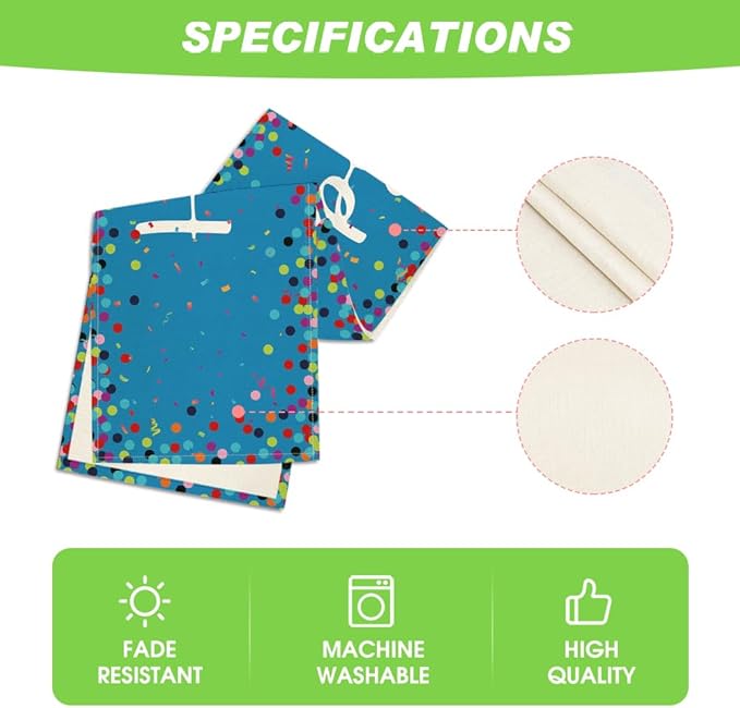 Artoid Mode Polka Dot Blue Happy Birthday Table Runner, Seasonal Winter Kitchen Dining Table Decoration for Home Party Decor 13x72 Inch