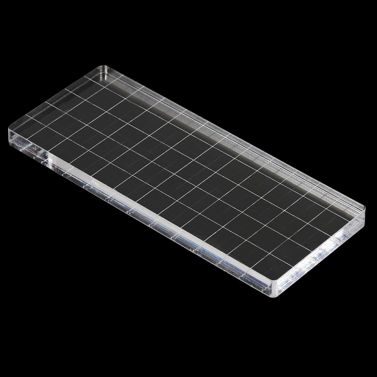 PATIKIL 5" x 2" Acrylic Stamp Block, 2 Pack Clear Stamping Block with Grid Lines Decorative Mounting Blocks Square for Scrapbooking DIY Crafts Card Making