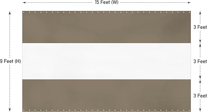 Covers & all Outdoor Clear Panel Curtain, 12 oz Vinyl Outdor Curtains for Patio, Waterproof & Weather Resistant Tarp with Brass Grommets for Pergola, Porch, Gazebos, Balcony (9’ H x 15’ W Feet, Beige)