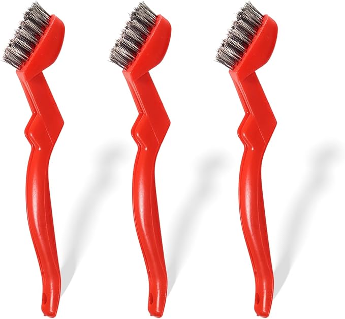 GOLDEN SMILE 3-Pack 7" Stainless Steel Wire Brushes - 40% Denser Than Standard Brushes - for Heavy-Duty Cleaning: Grill Grates, Uncoated Pans, Rust Removal, Deburring & Metal Cleaning