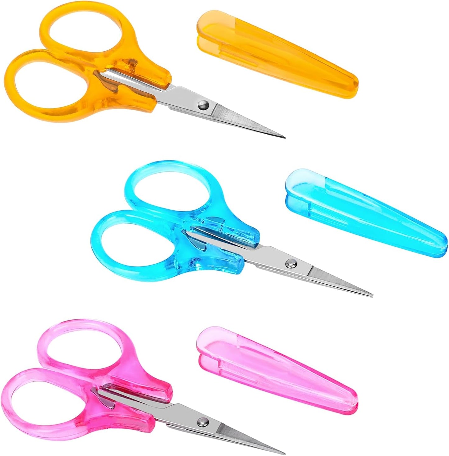 3 PCS Small All Purpose Craft Scissors, 3.5" Mini Stainless Steel Sewing Craft Scissors with Protective Cover, Detail Precision Straight Tips for Travel Embroidery Paper Cutting Crafting