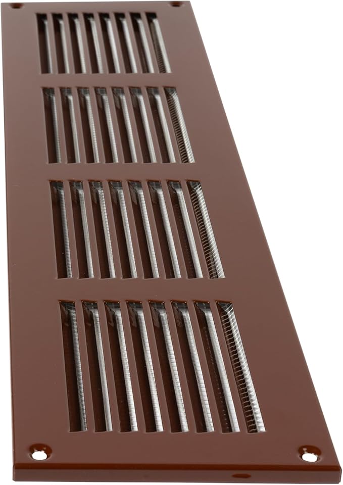 Repa Market Air Vent Cover 16x4 Inch (Outer Dimensions) Brown Galvanized Steel Louvered Grill Cover with Mesh Screen/Wall or Ceiling Vent/HVAC Register for Indoor and Outdoor Ventilation