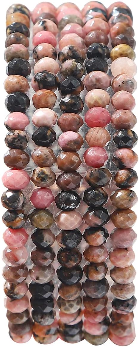 Natural Rhodochrosite Beads 4x2mm 120pcs Faceted Rondelle Loose Semi Gemstone Beads for Jewelry Making Design